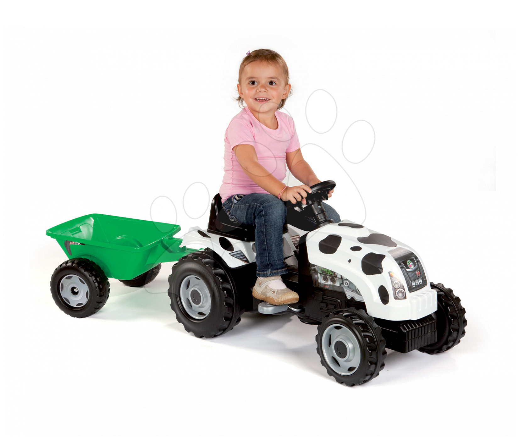 Smoby traktor Farmer XL Tehénke 710113 fehér-fekete