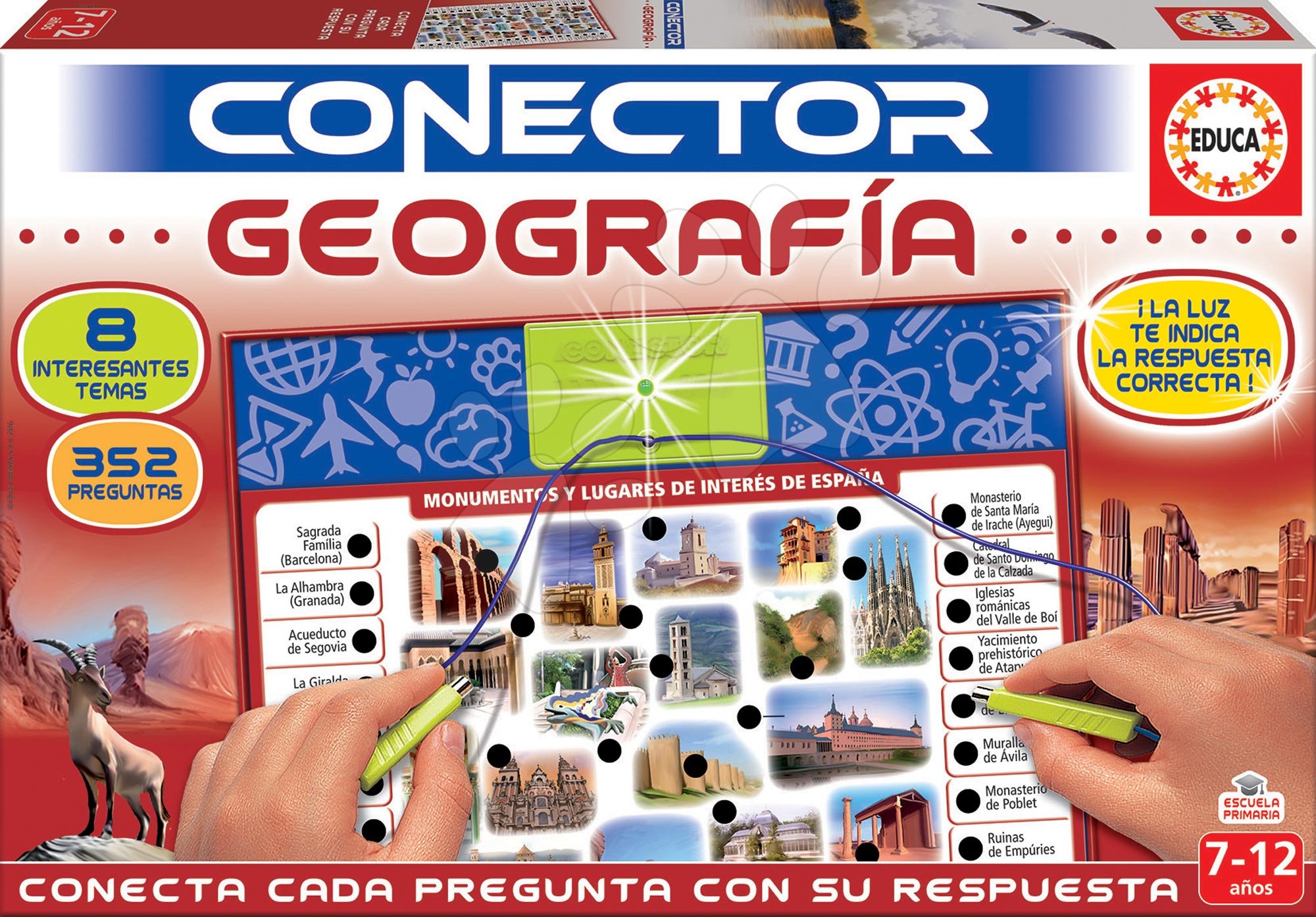 Társasjáték Conector földrajz Geografia Educa spanyol nyelvű 352 kérdés 7-12 éves korosztálynak