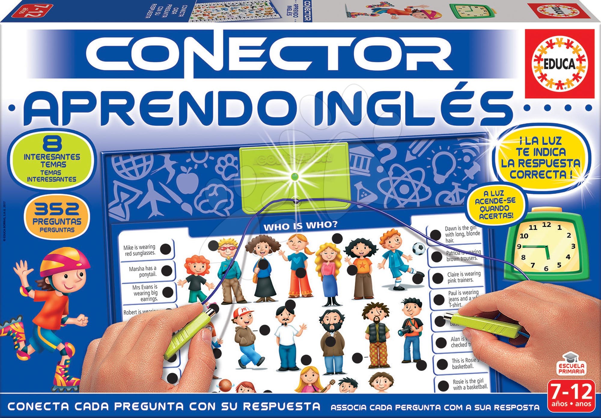 Társasjáték Conector Angolul tanulok Educa spanyol nylevű 352 kérdés 7-12 éves korosztálynak