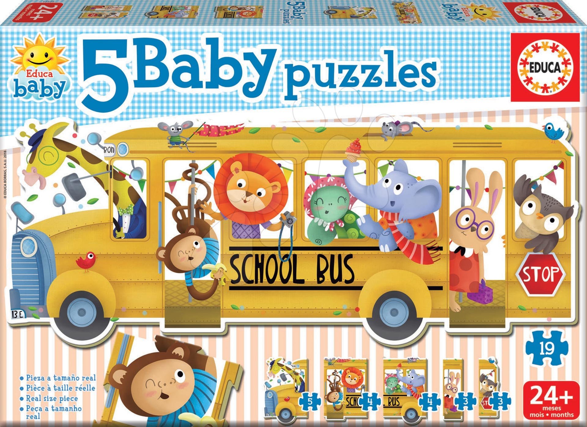 Educa puzzle pre najmenších Baby 5 - Školský autobus so zvieratkami 17575