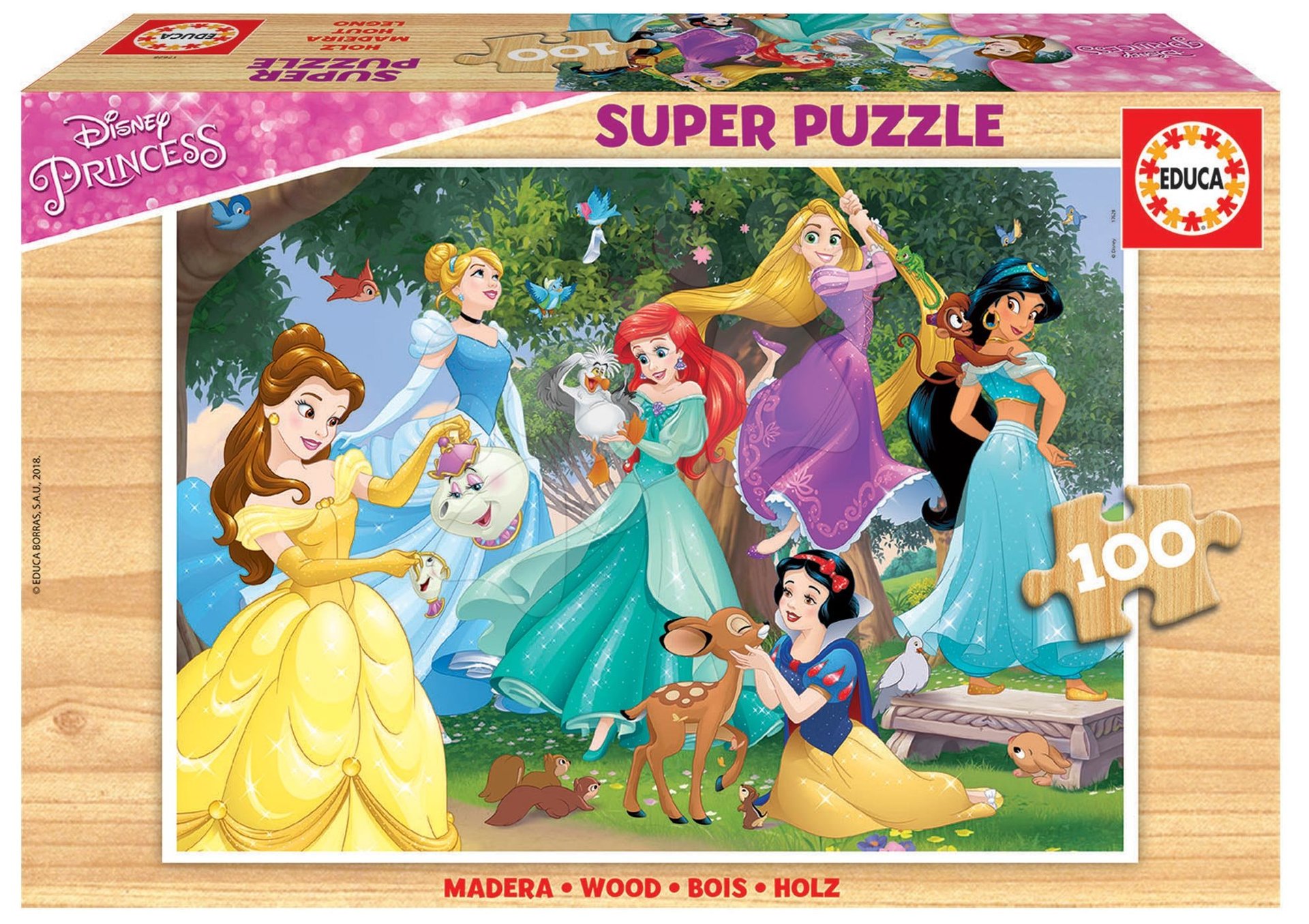 E-shop Educa detské drevené puzzle Disney Princezné 100 dielov 17628