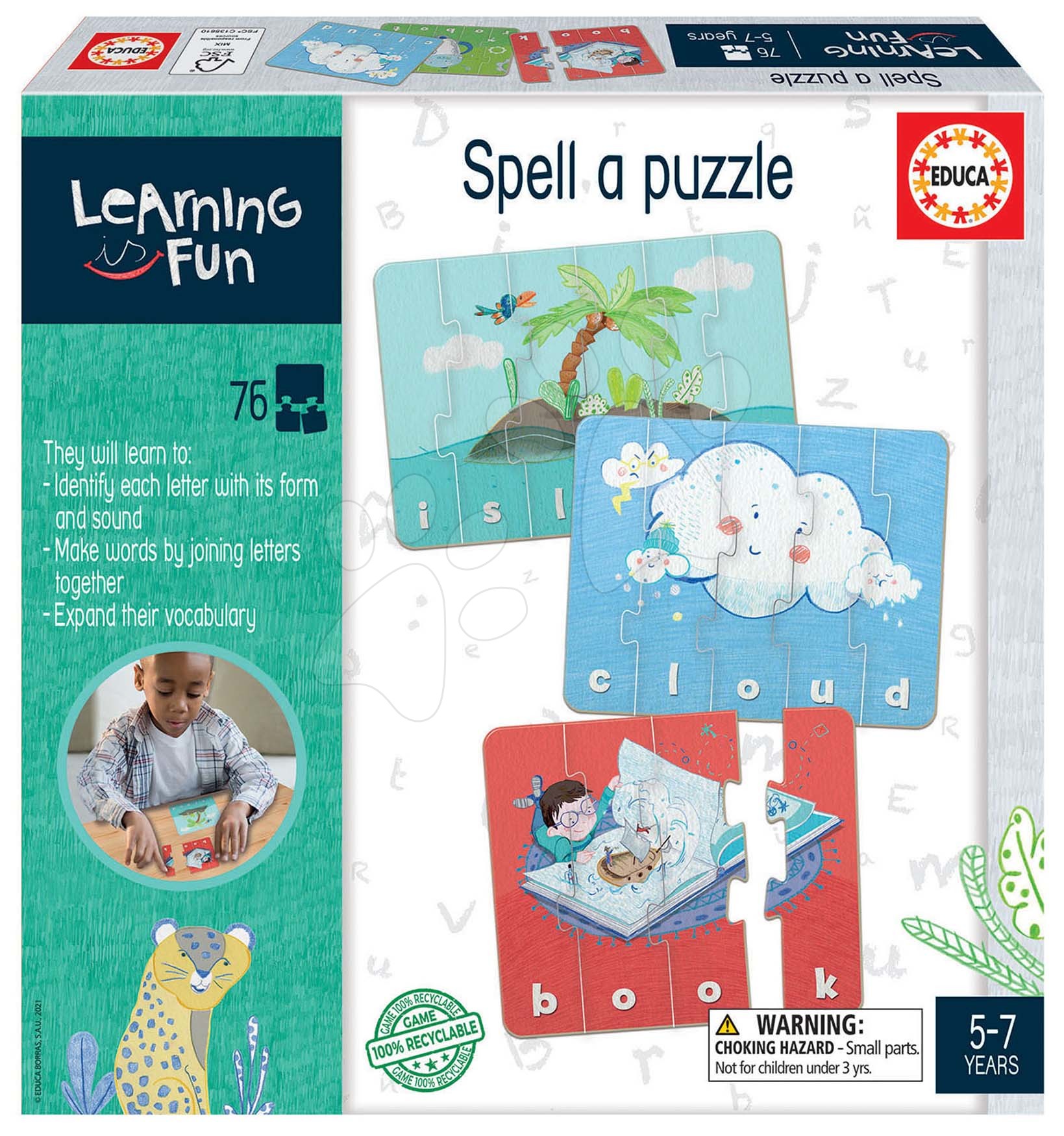 Oktatójáték legkisebbeknek Spell a Puzzle Educa Tanuljunk angolul képekkel 76 darabos 5 évtől