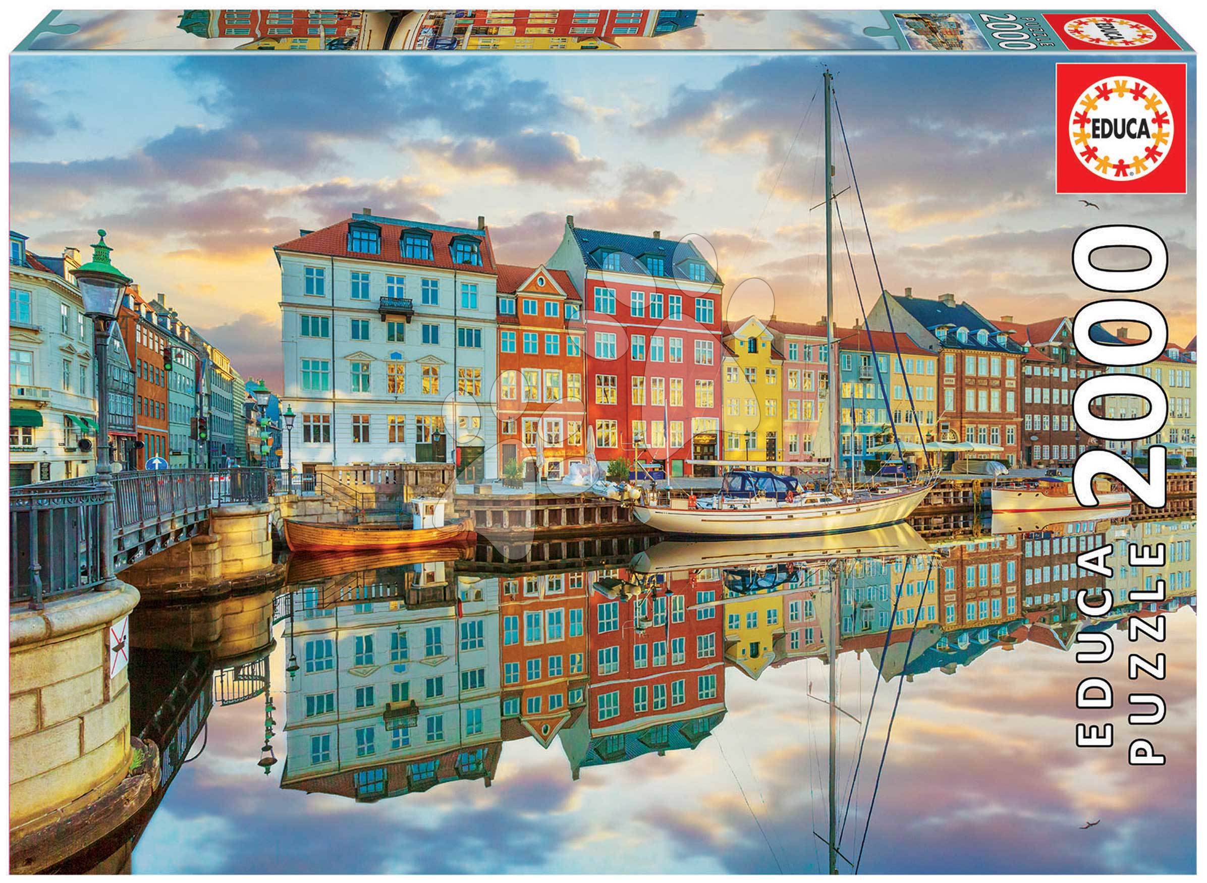 Puzzle Sunset At Copenhagen Harbour 2000 pezzi con colla inc
