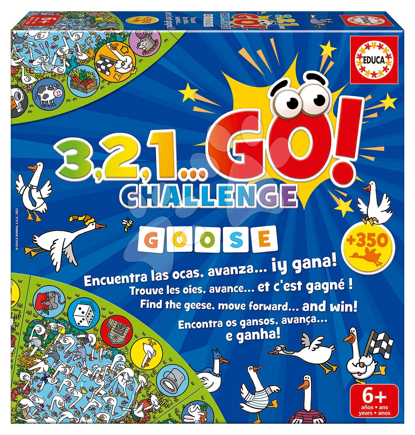 Spoločenská hra Hľadanie husí 3,2,1... Go! Challenge Goose Educa anglicky španielsky francúzsky od 6 rokov