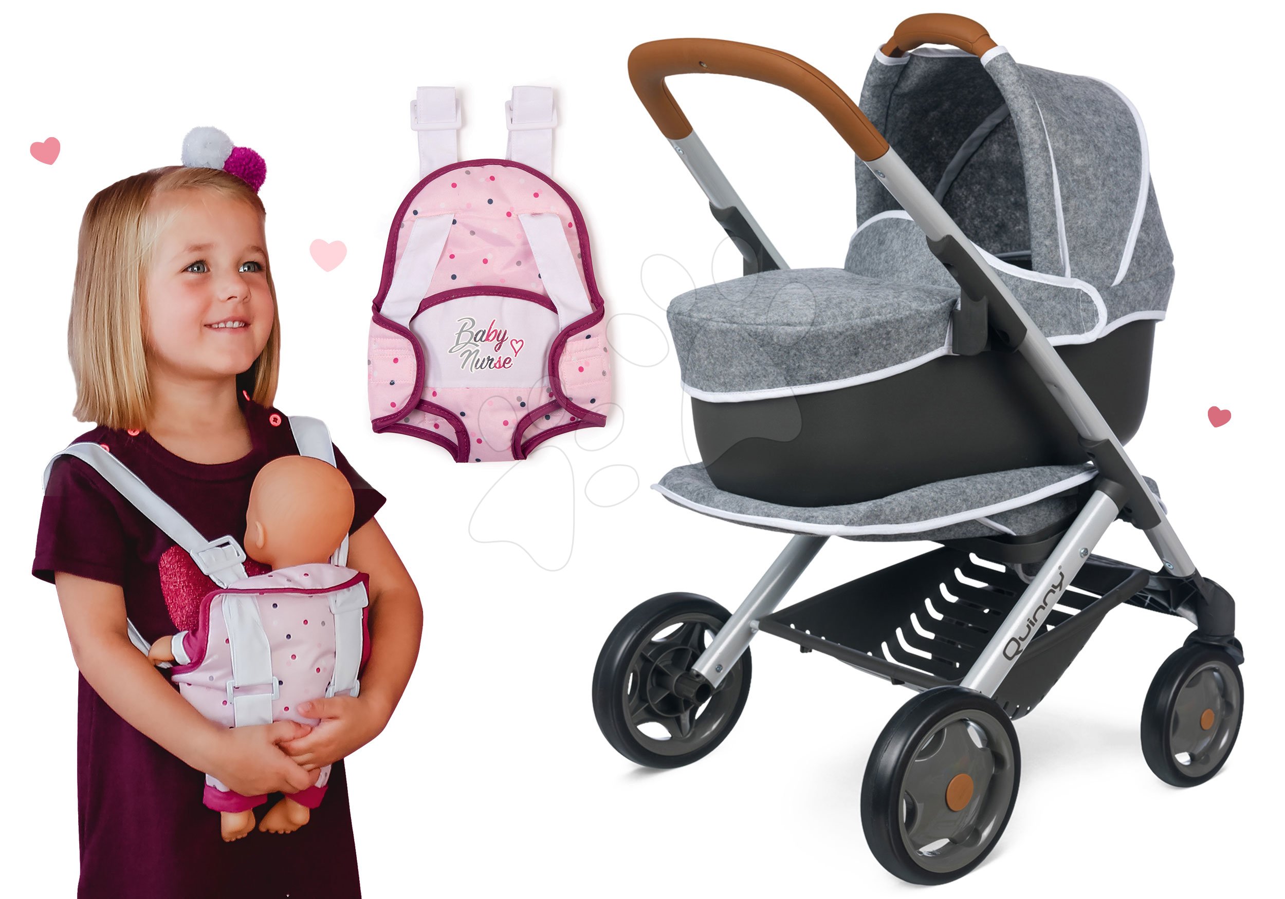 Smoby 'Baby Nurse' stroller for dolls - pastel