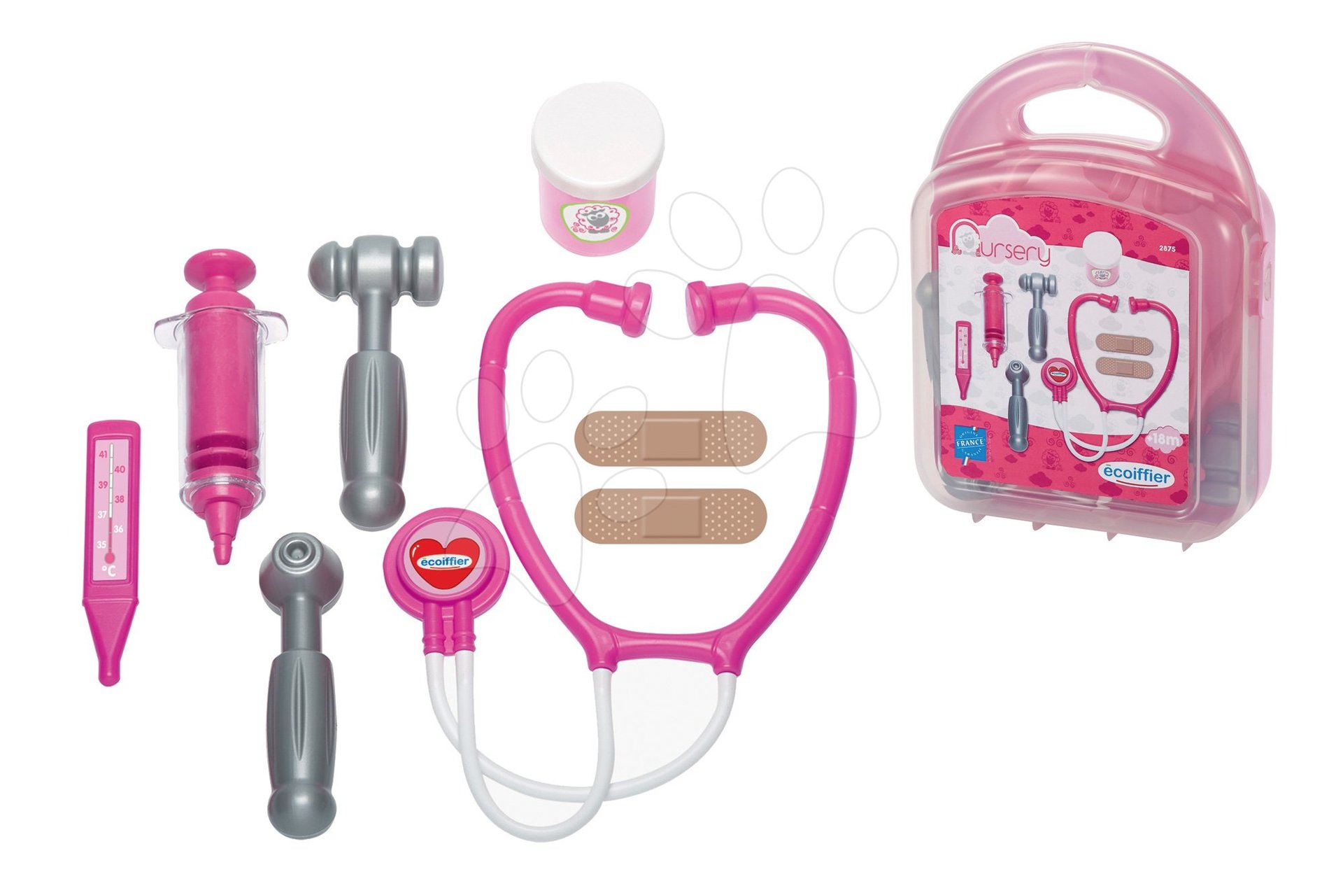 Écoiffier orvosi bőrönd játékbabáknak kiegészítőkkel rózsaszín 2875
