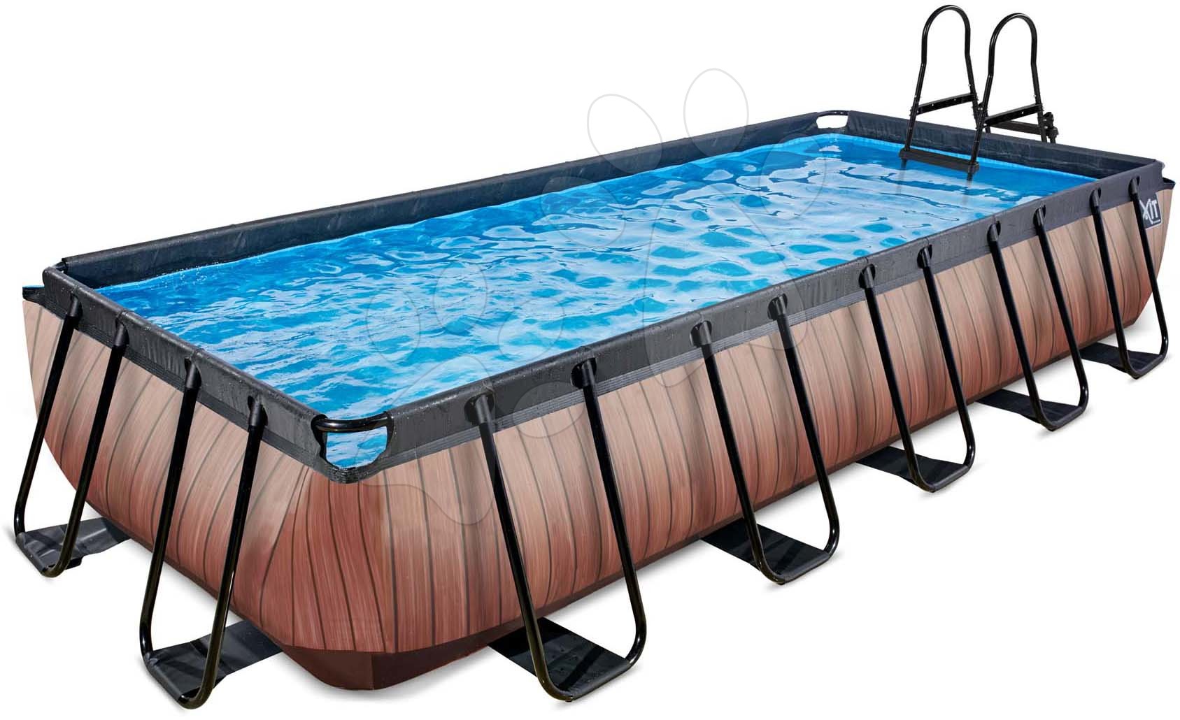 Medence szűrővel Wood pool Exit Toys acél medencekeret 540*250*100 cm barna 6 évtől
