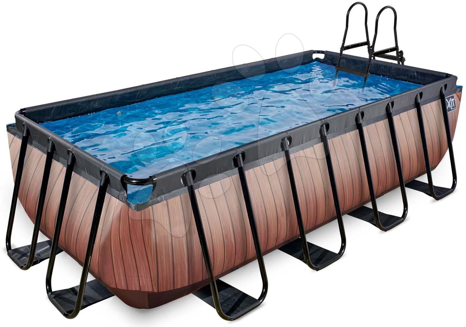 Medence homokszűrős vízforgatóval Wood pool Exit Toys acél medencekeret 400*200*100 cm barna 6 évtől