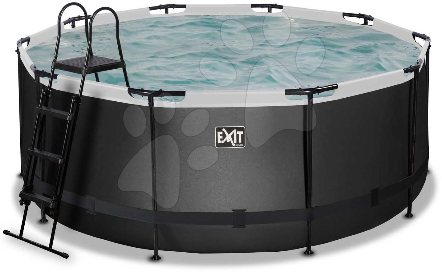 Medence vízforgatóval Black Leather pool Exit Toys kerek acél medencekeret 360*122 cm fekete 6 évtől