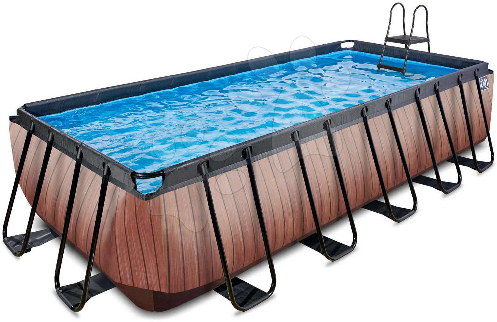 Medence szűrős szivattyúval Wood pool Exit Toys acél medencekeret 540*250*122 cm barna 6 évtől