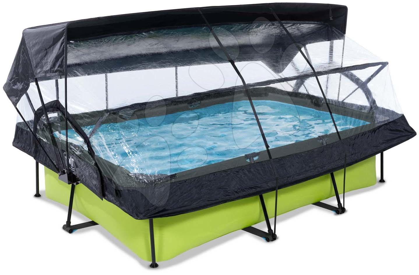 Medence napellenzővel búrával és szűrővel Lime pool Exit Toys acél medencekeret 220*150*65 cm zöld 6 évtől