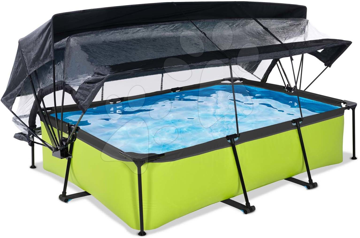 Medence napellenzővel búrával és szűrővel Lime pool Exit Toys acél medencekeret 300*200*65 cm zöld 6 évtől