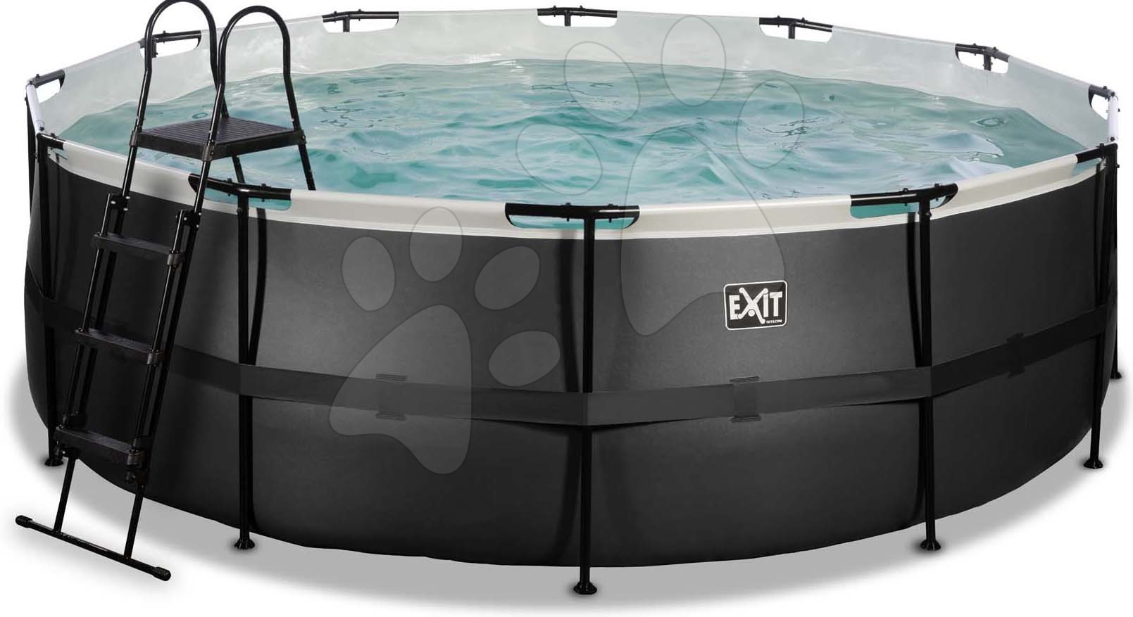 Medence homokszűrős vízforgatóval Black Leather pool Exit Toys kerek acél medencekeret 427*122 cm fekete 6 évtől
