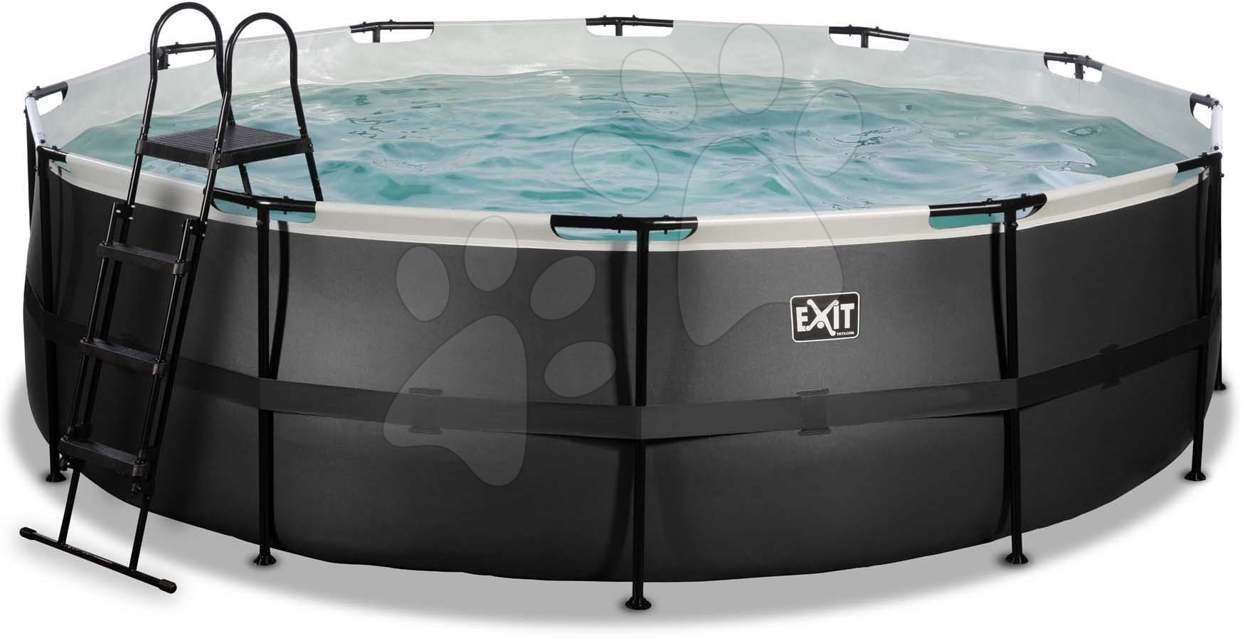 Medence homokszűrős vízforgatóval Black Leather pool Exit Toys kerek acél medencekeret 488*122 cm fekete 6 évtől