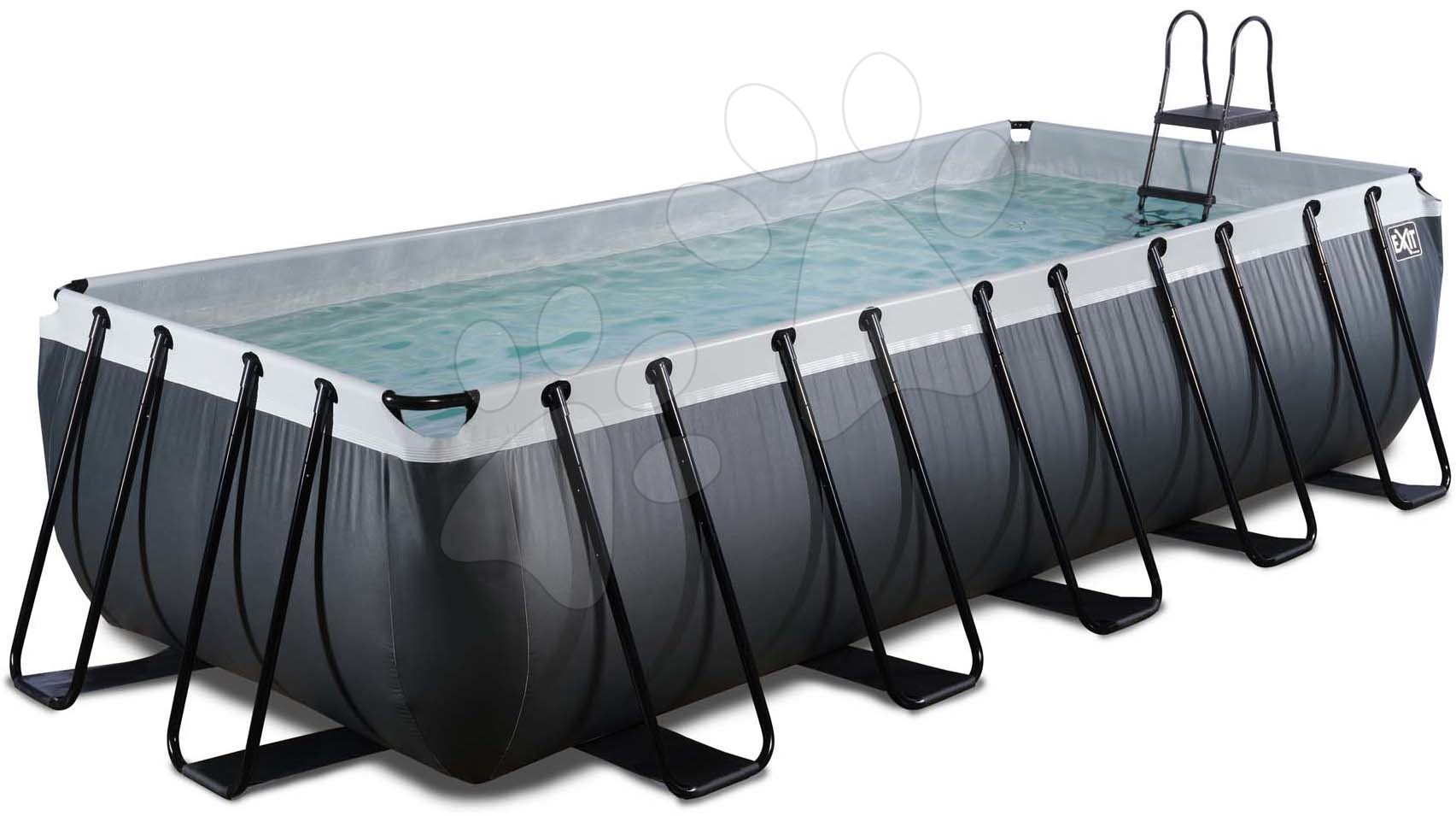 Medence homokszűrős vízforgatóval Black Leather pool Exit Toys acél medencekeret 540*250*122 cm fekete 6 évtől