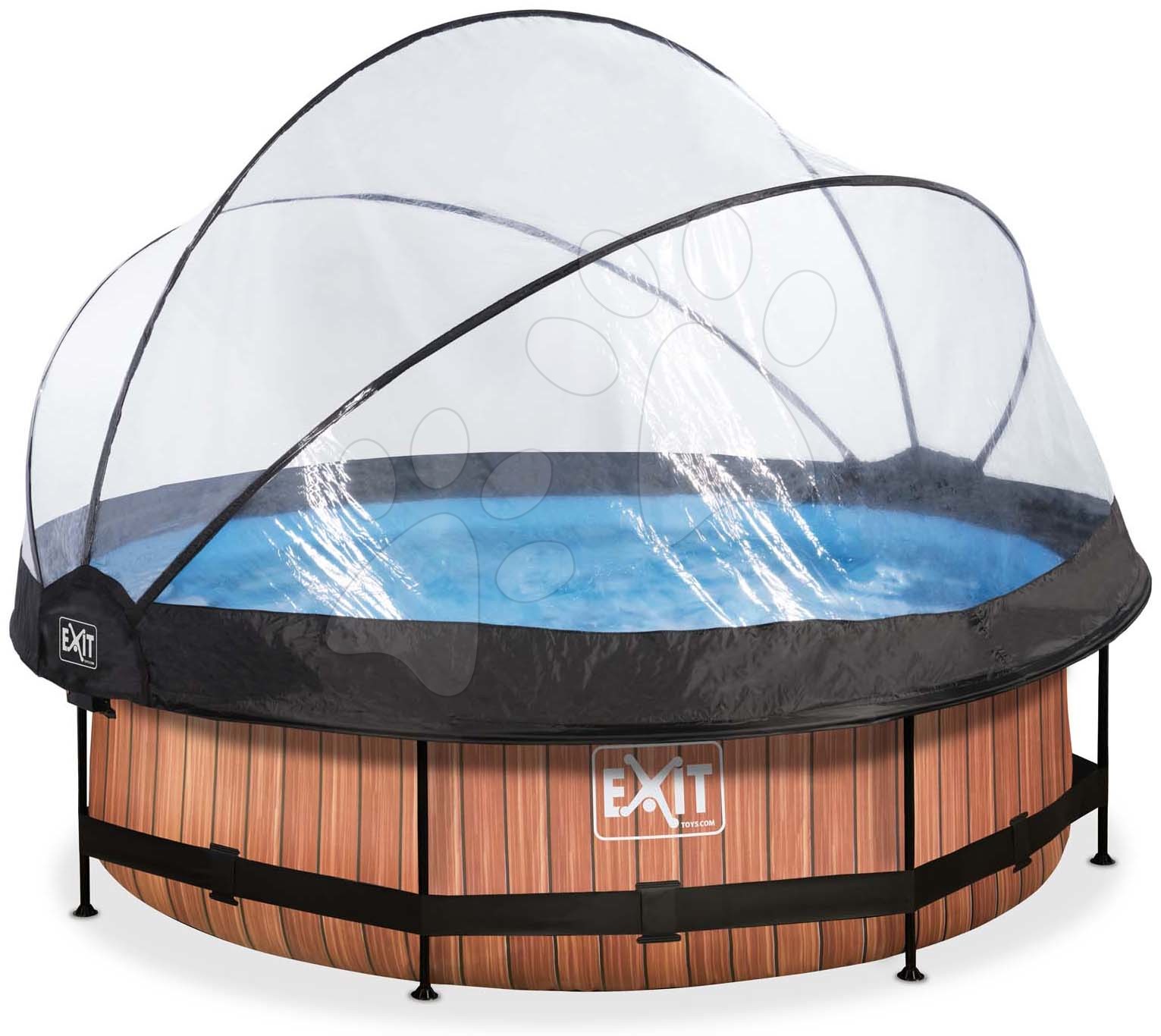 E-shop Bazén s krytom a filtráciou Wood pool Exit Toys kruhový oceľová konštrukcia 300*76 cm hnedý od 6 rokov