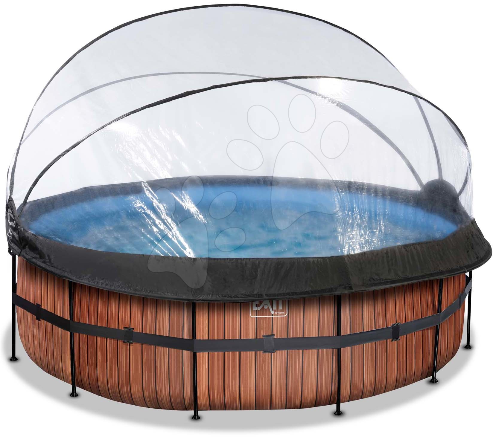 E-shop Bazén s krytom a pieskovou filtráciou Wood pool Exit Toys kruhový oceľová konštrukcia 427*122 cm hnedý od 6 rokov