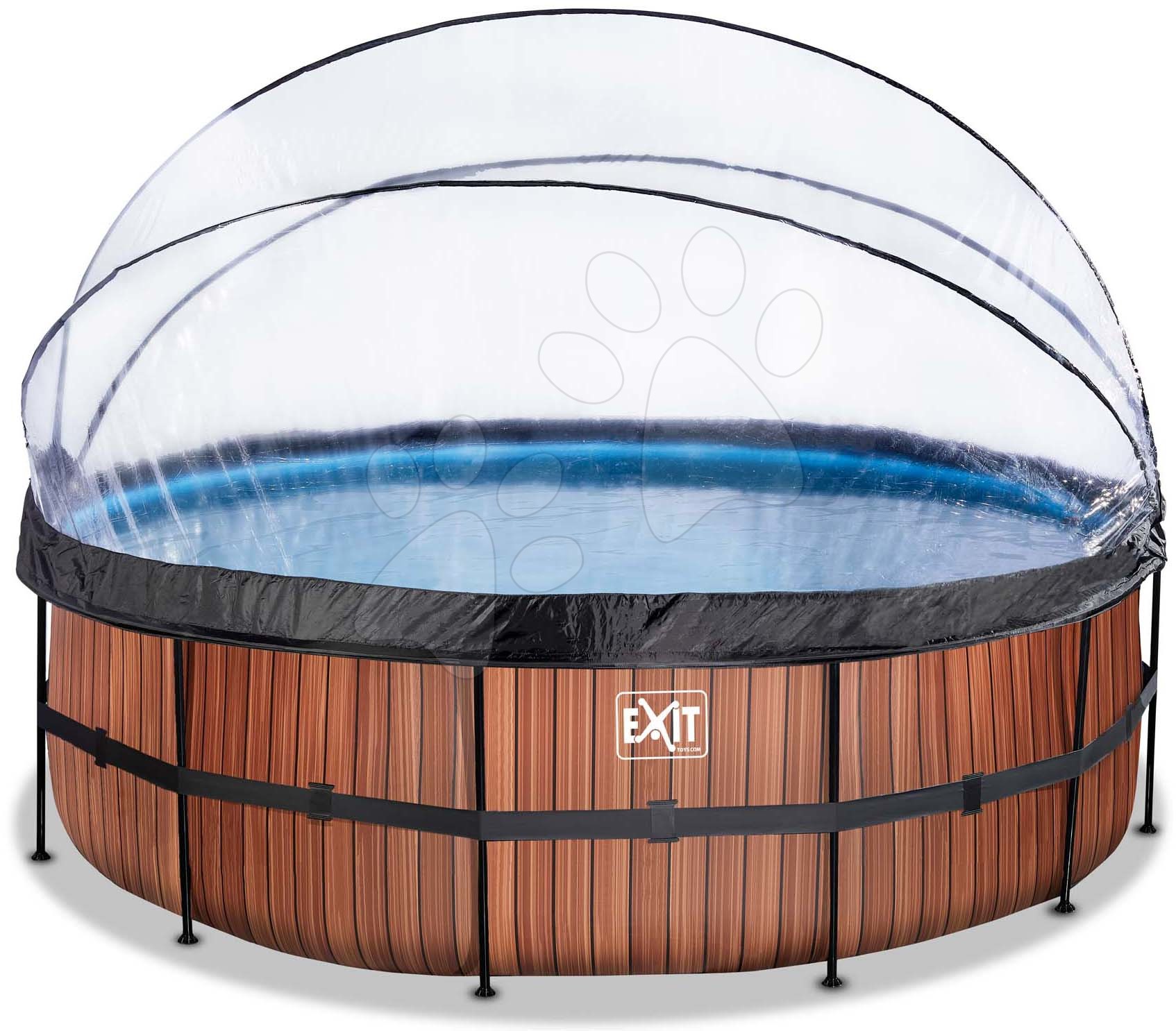 E-shop Bazén s krytom a pieskovou filtráciou Wood pool Exit Toys kruhový oceľová konštrukcia 450*122 cm hnedý od 6 rokov