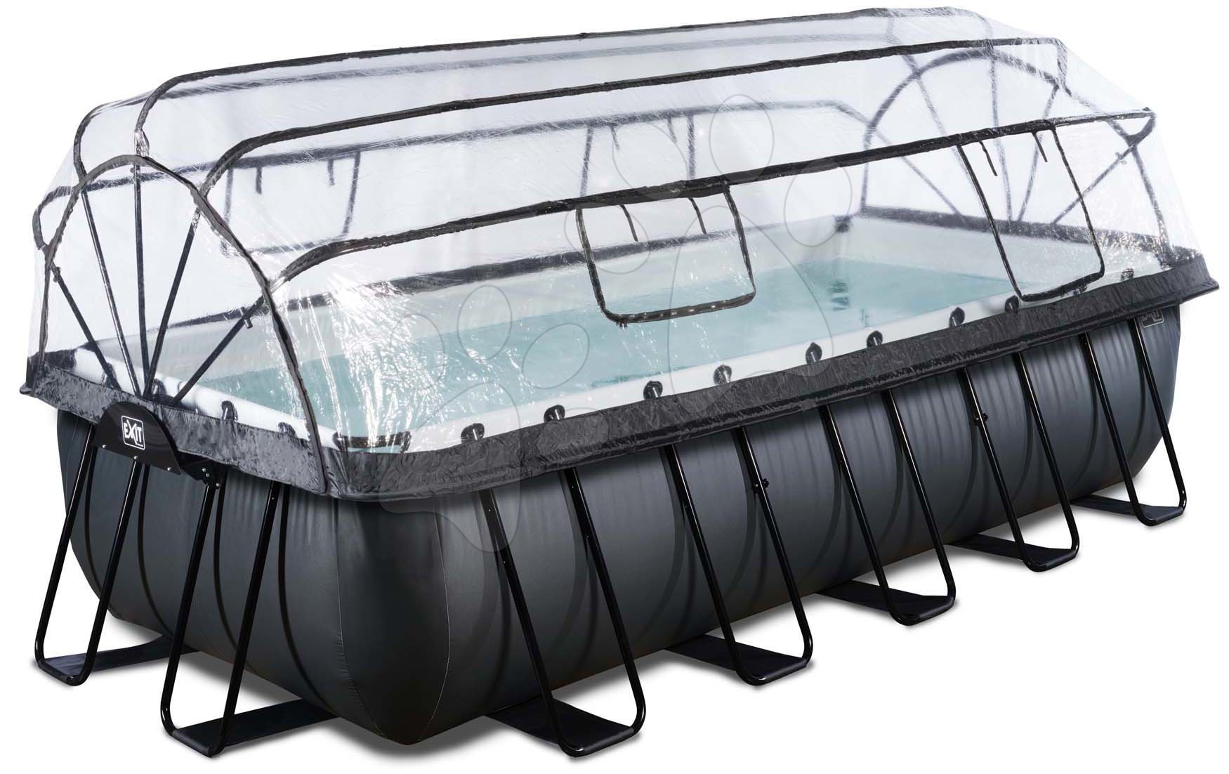Medence búrával és homokszűrős vízforgatóval Black Leather pool Exit Toys acél medencekeret 540*250*122 cm fekete 6 évtől