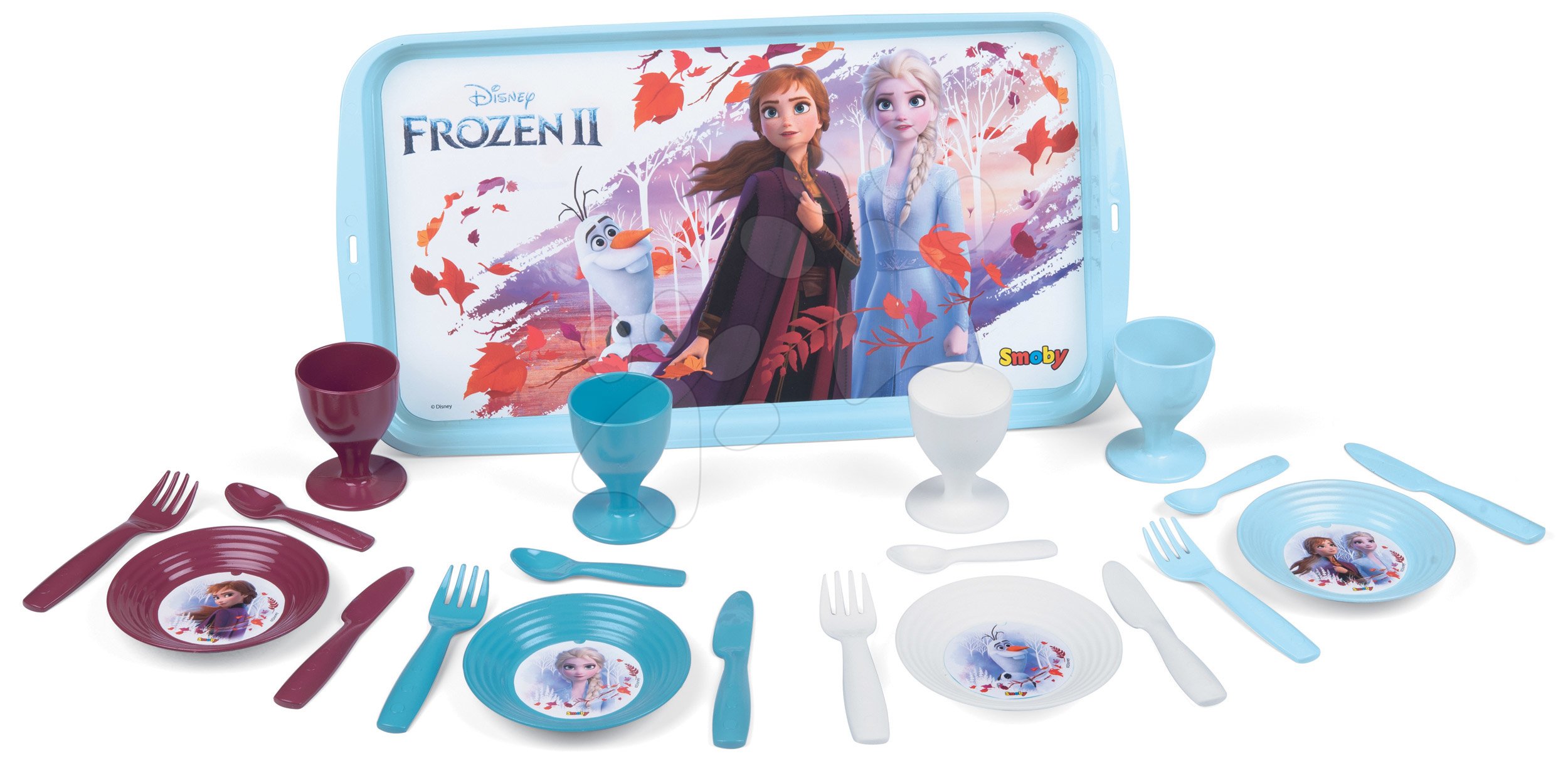 Ebédkészlet felszolgáló tálcán Frozen 2 Disney Smoby 21 kiegészítővel