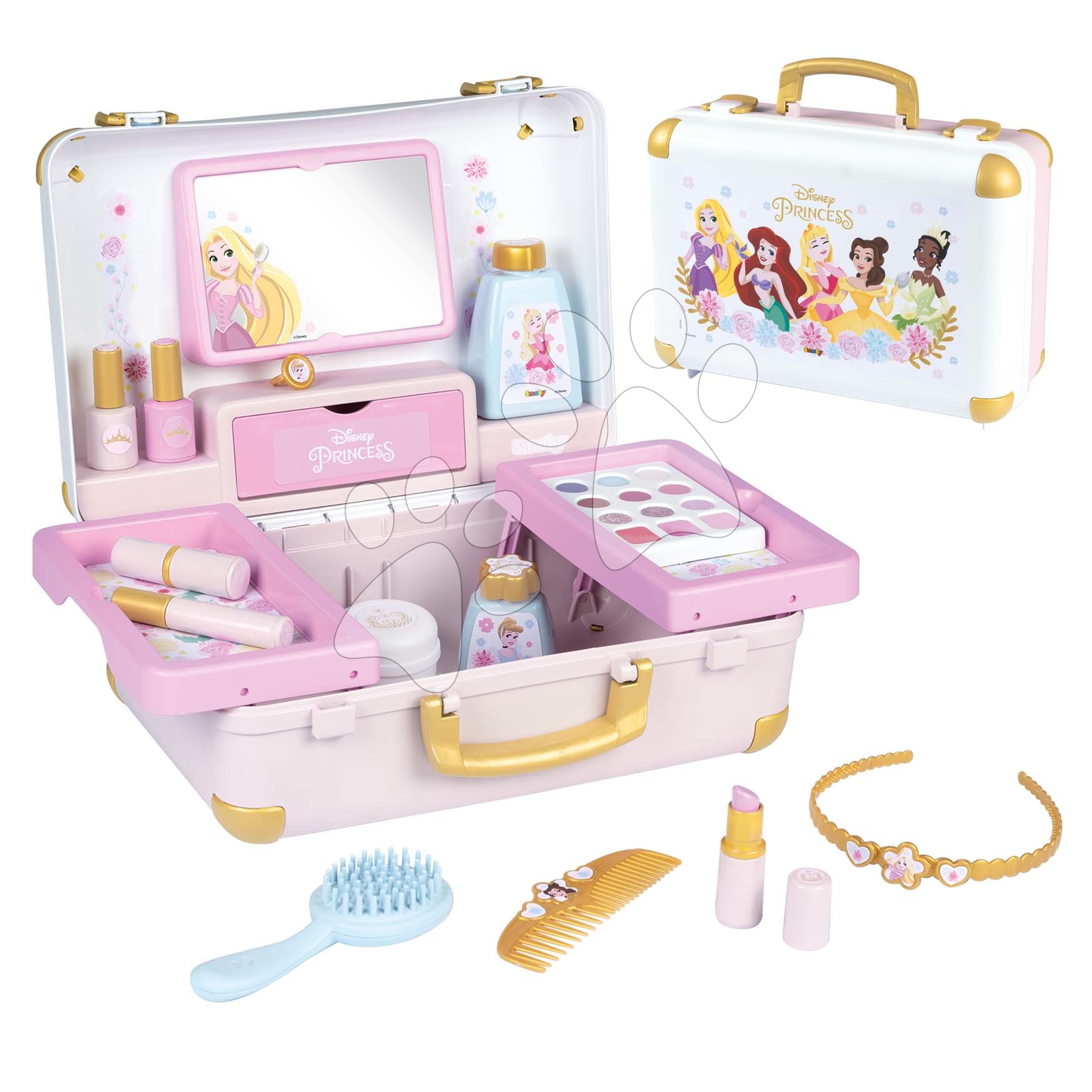 Kozmetický kufrík Disney Princess Beauty Vanity Smoby kaderníctvo a kozmetika s nechtovým štúdiom s 13 doplnkami