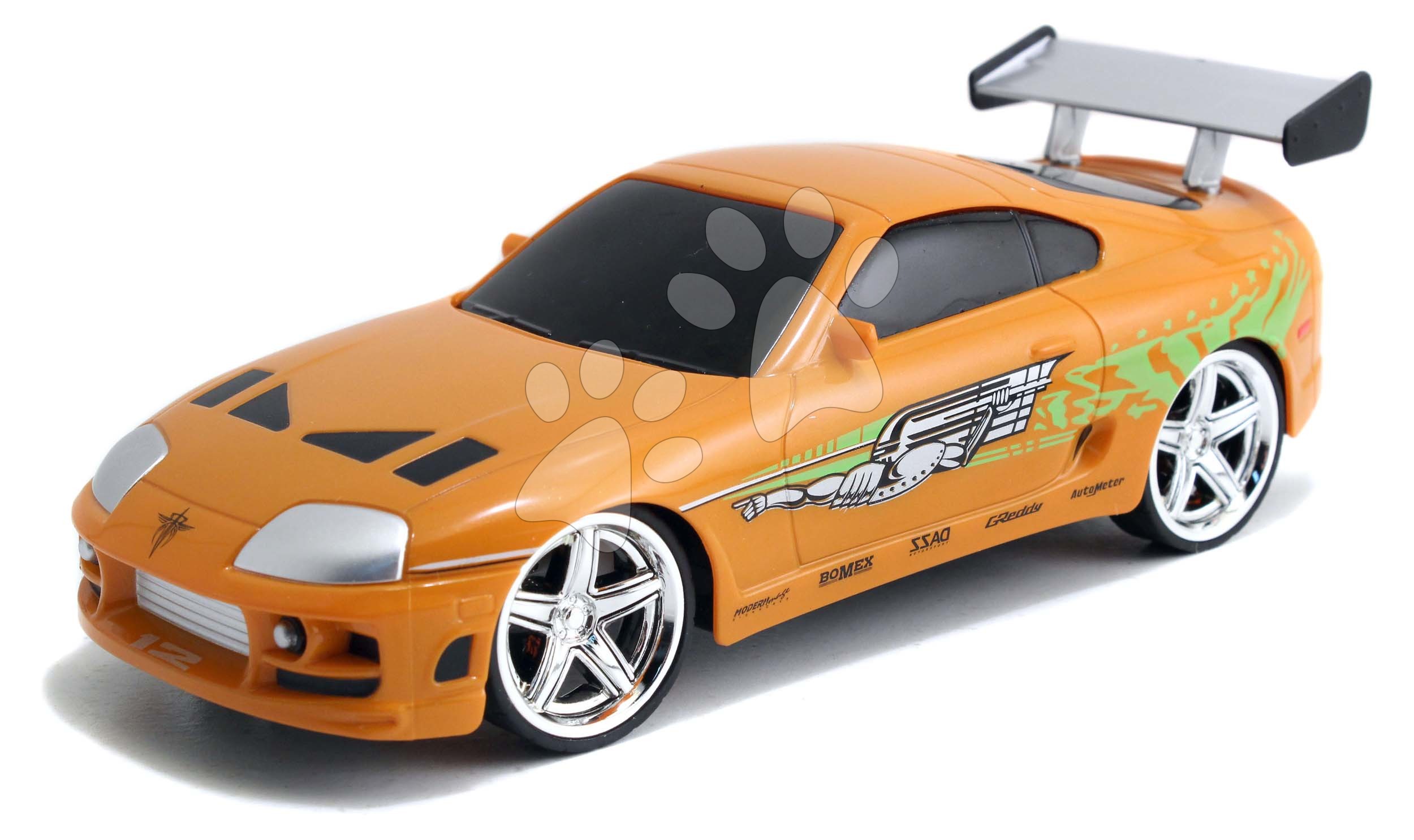 Autíčko na diaľkové ovládanie RC Brian\'s Toyota Supra Fast & Furious Jada oranžové dĺžka 18,5 cm 1:24 od 6 rokov
