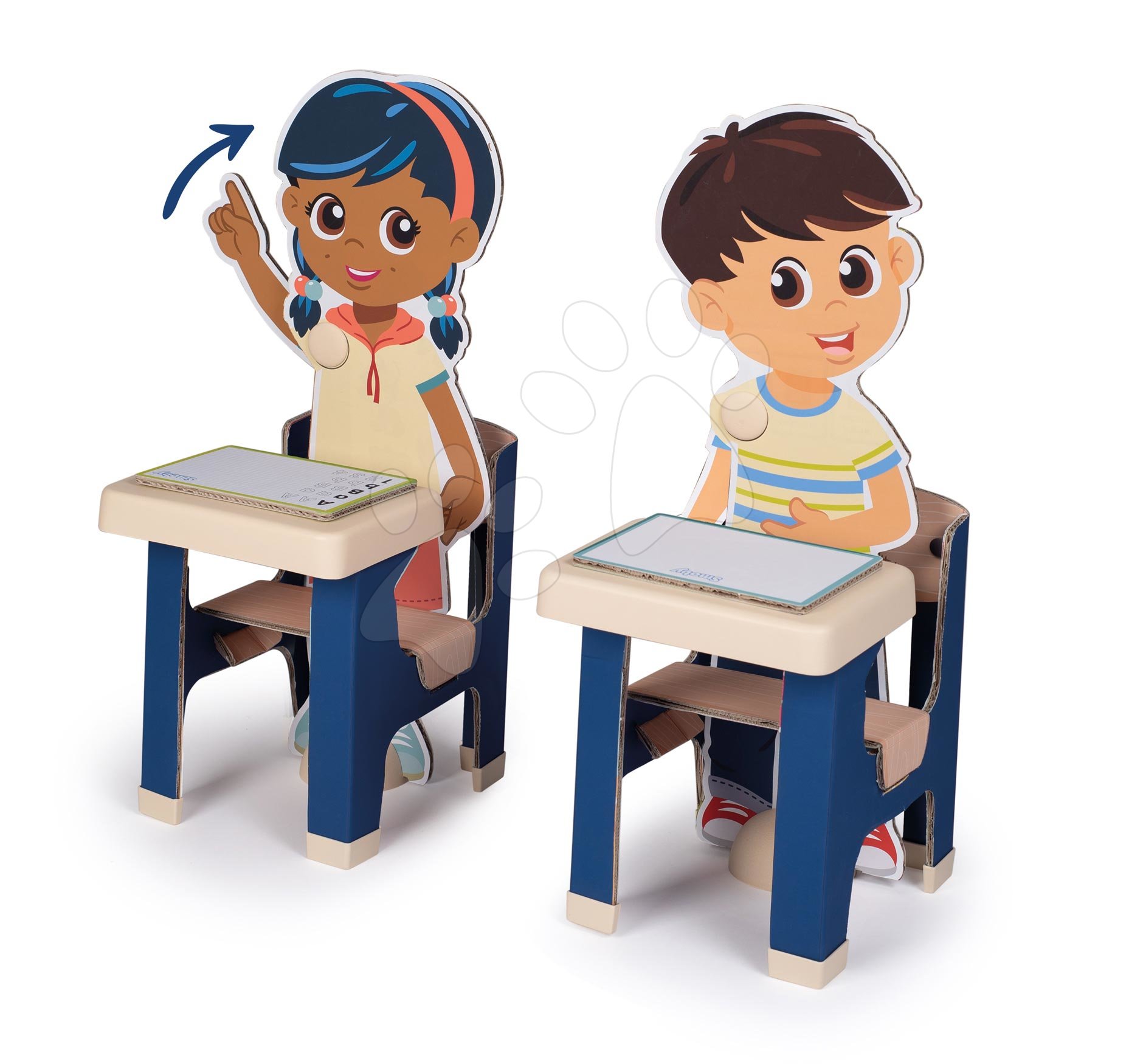 Iskolapad diákokkal Classroom Smoby két iskolapad két diák mozgatható karokkal