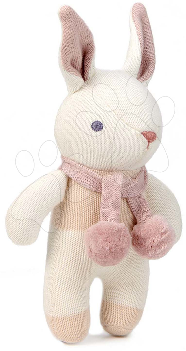 Bábika pletená zajačik Baby Threads Cream Bunny Rattle ThreadBear 22 cm krémová z jemnej mäkkej bavlny od 0 mes