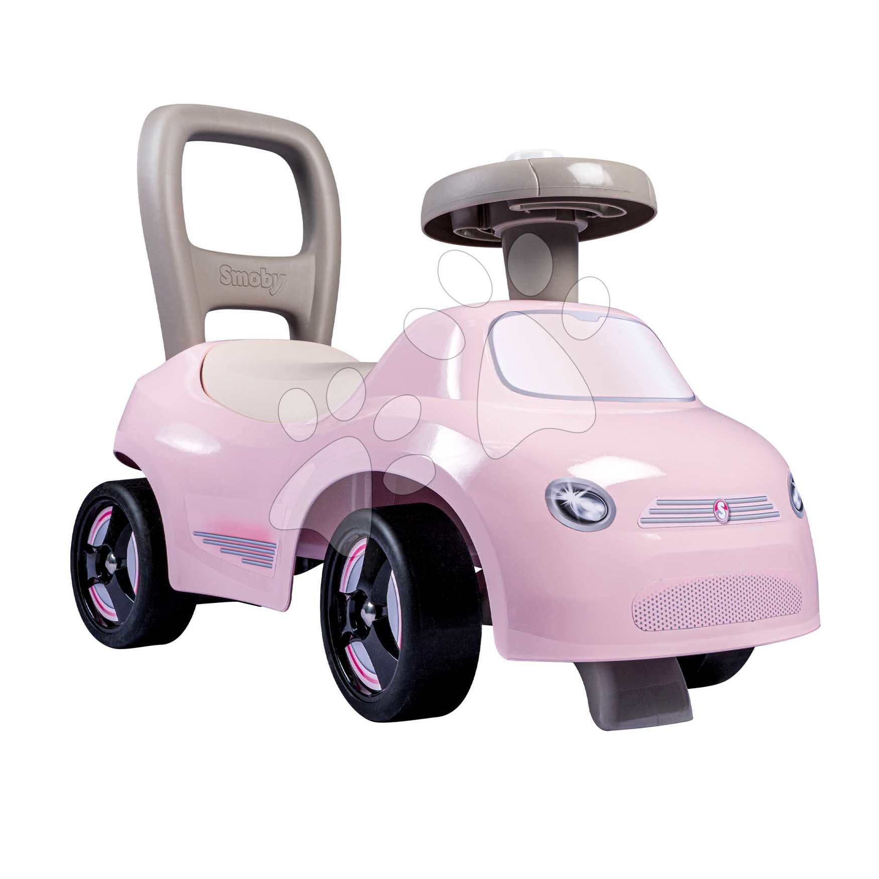 Športové odrážadlo a chodítko so zvukom 2v1 Auto Ride On Pink Smoby ružové s otočnými kolesami a úložným priestorom pod sedadlom od 10 mes