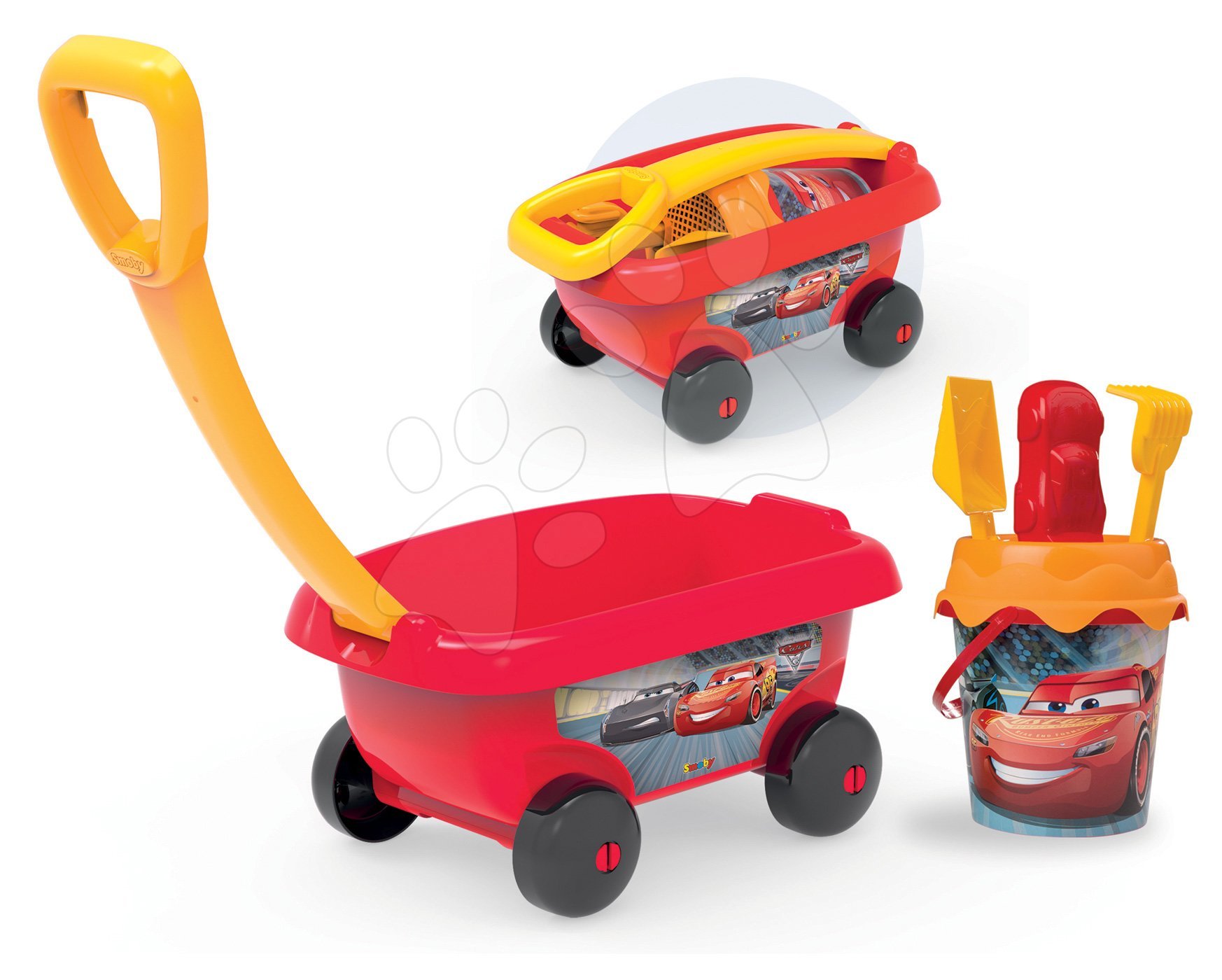 Smoby gyerek húzható kiskocsi Verdák vödör szettel 867000 piros
