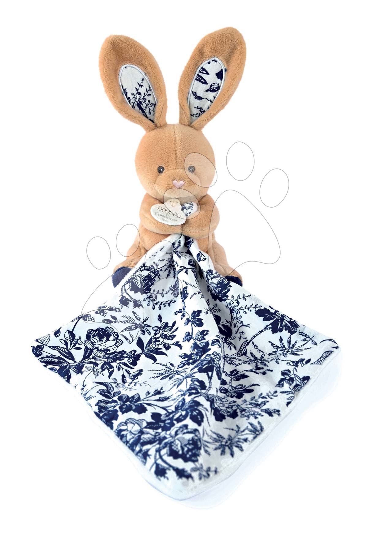 Plyšový zajačik na maznanie Bunny Navy Boh\'aime Doudou et Compagnie modrý 12 cm v darčekovom balení od 0 mes