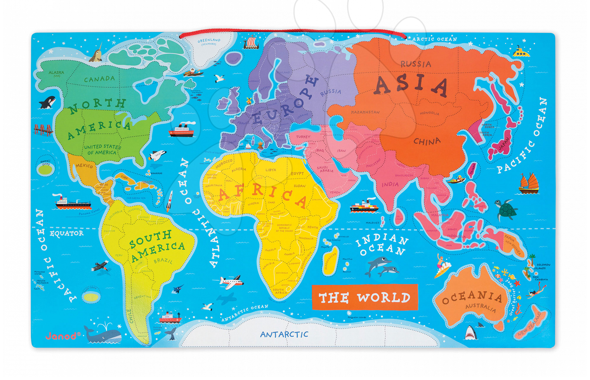 Carte du monde avec des aimants Janod en anglais