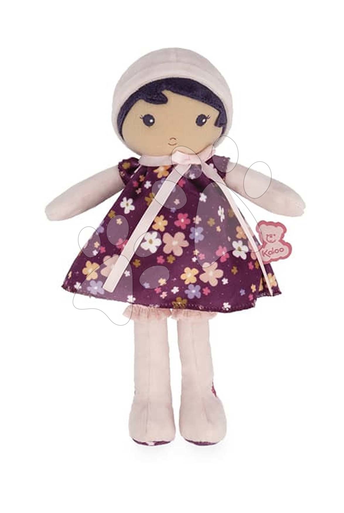 Rongybaba kisbabáknak Violette Doll Tendresse Kaloo 25 cm lila ruhácskában puha textilből 0 hó-tól