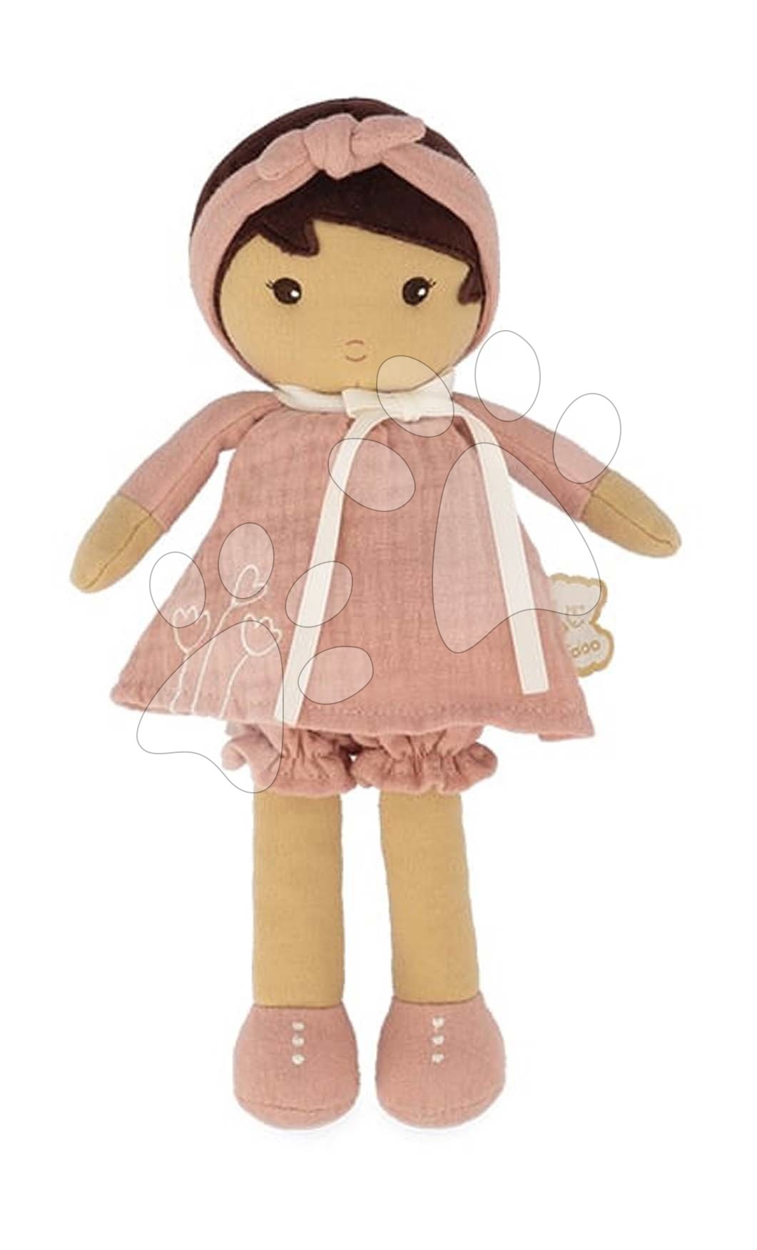 Rongybaba kisbabáknak Amandine Doll Tendresse Kaloo 25 cm rózsaszín ruhácskában puha textilből 0 hó-tól