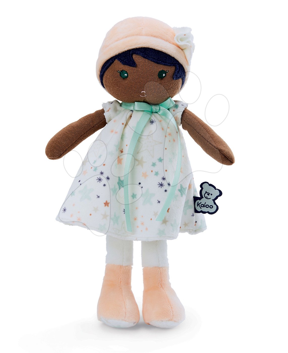 Rongybaba csecsemőknek Manon K Tendresse Kaloo 32 cm csillagos ruhában lágy textilanyagból ajándékcsomagolásban 0 hó-tól