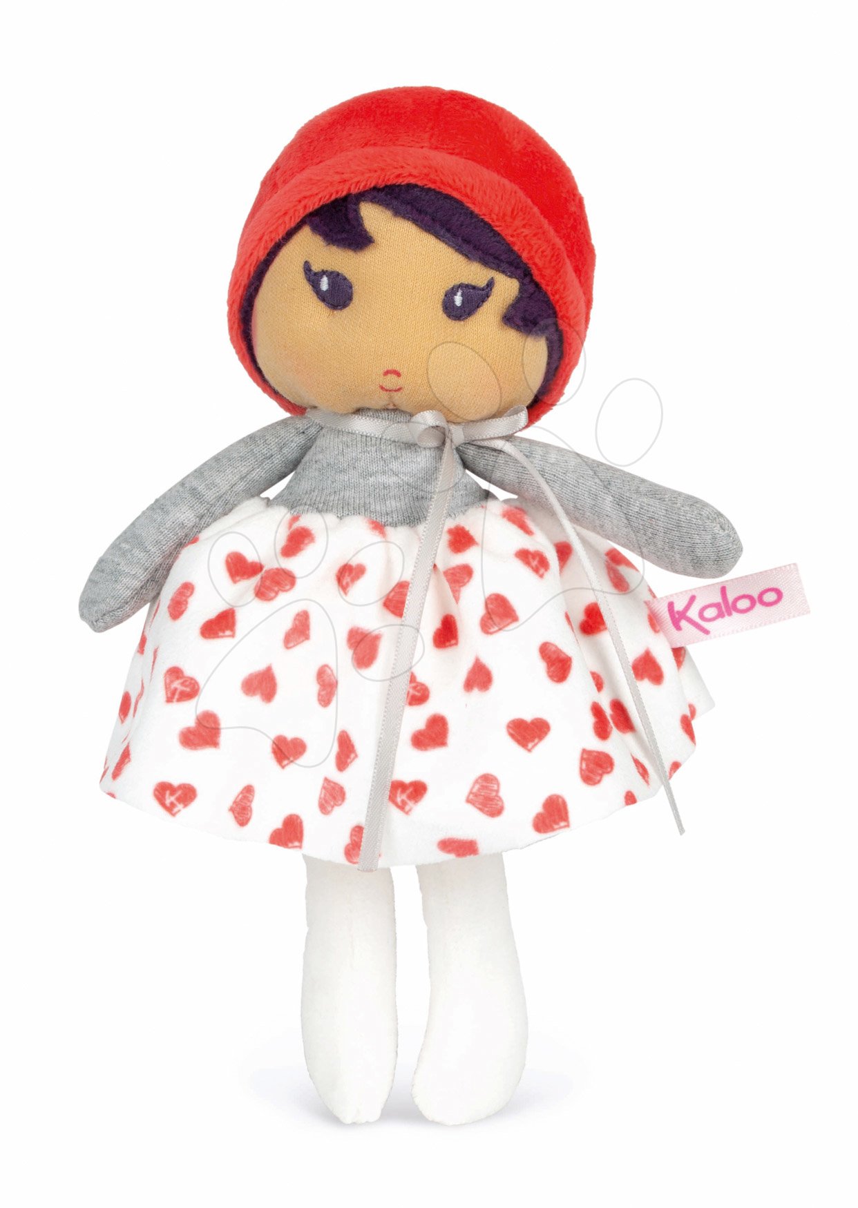 Rongybaba kisbabáknak Jade K Doll Tendresse Kaloo 18 cm szivecskés ruhácskában puha textilből ajándékcsomagolásban 0 hó-tól