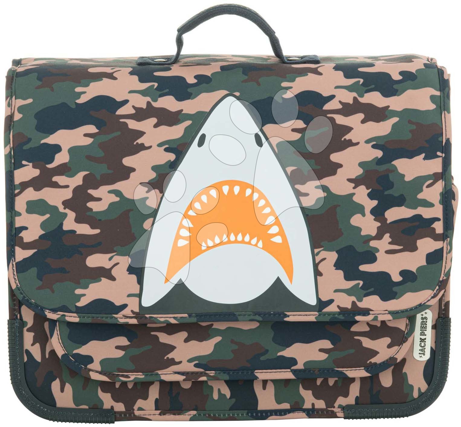 Iskolai aktatáska Schoolbag Paris Large Camo Shark Jack Piers ergonomikus luxus kivitel 6 évtől 38*32*15 cm