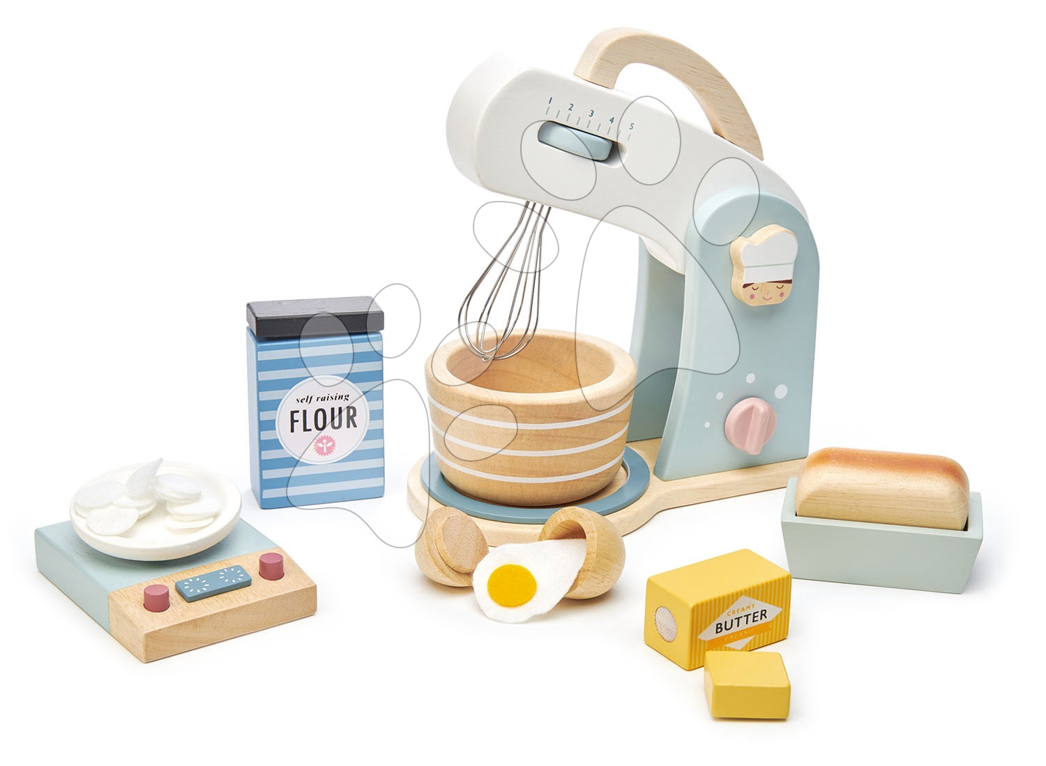 Fa konyhai robotgép Home baking set Tender Leaf Toys mérleggel, tállal és élelmiszerrel