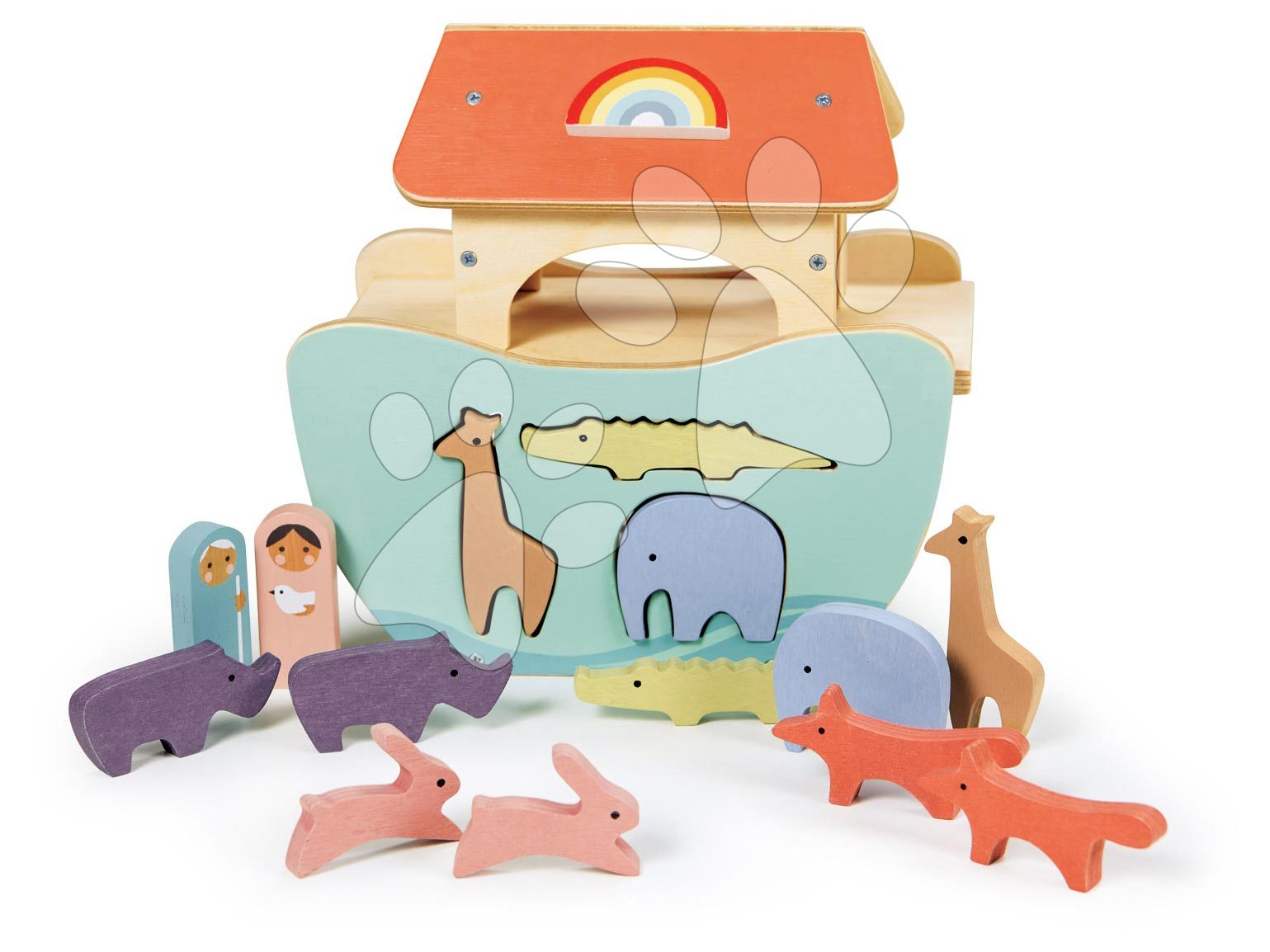 Fa Noé bárkája Archa Little Noah's Ark Tender Leaf Toys 6 pár állatkával 24 hó-tól