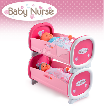 Pătuţuri si leagăne de jucărie - Leagăn pentru două păpuşi 42 cm Baby Nurse Smoby - 1