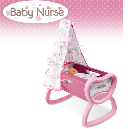 Kućice za lutke setovi - SMOBY 24663-15 prebaľovací stôl pre bábiku Baby Nurse Srdiečko a kolíska s baldachýnom s 32 cm bábikou v dupačkách - 12