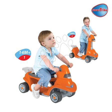 Romobili na tri kotača - SMART TRIKE 3812606  Kolobežka a odrážadlo All in One 2v1 oranžová od 14 mesiacov - 1