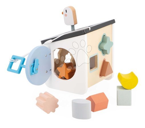 Jucării pentru dezvoltarea abilitătii copiiilor - Jucărie didactică din lemn Căsuță pentru păsări Bird House Shape Sorter Sweet Cocoon Janod - 4