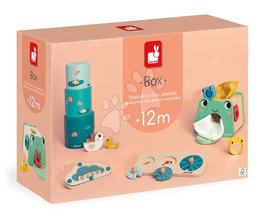 Wooden developmental toys - Educational box for stimulating sensory perception Janod - 25