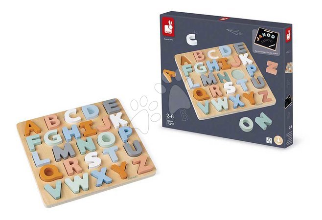 Drewniane gry edukacyjne  - Drevené vkladacie puzzle Abedeca Alphabet Puzzle Sweet Cocoon Janod - 9