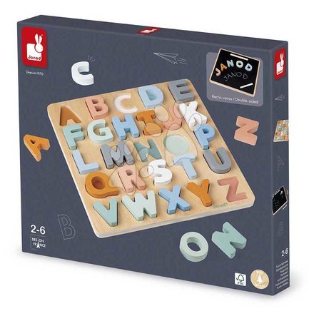 Drewniane gry edukacyjne  - Drevené vkladacie puzzle Abedeca Alphabet Puzzle Sweet Cocoon Janod - 10