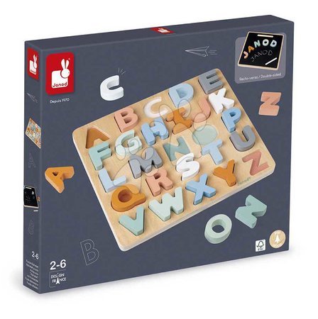 Fa oktatójátékok - Fa formaillesztő puzzle Ábécé Alphabet Puzzle Sweet Cocoon Janod - 11