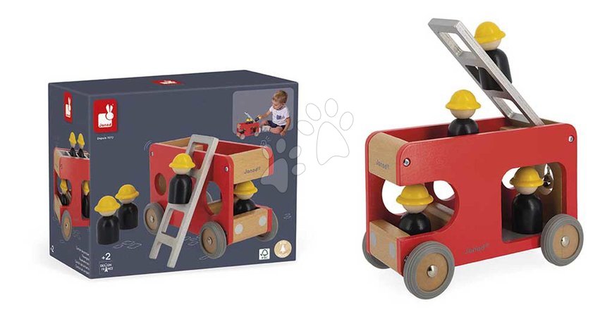 Wooden toy cars - Wooden fire truck Fire Engine Bolid Janod - 8