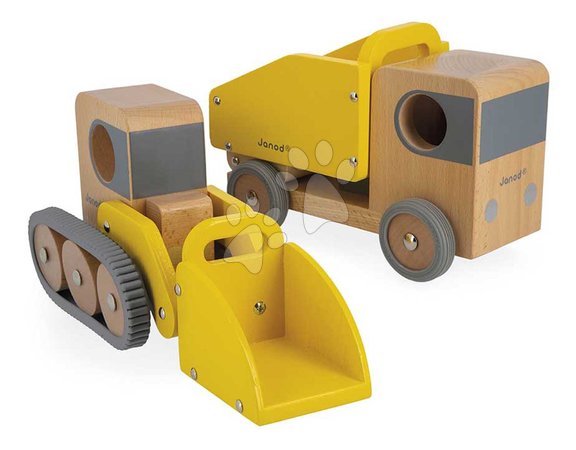 Wooden toys - Wooden toy trucks Dump Truck and Bulldozer Bolid Janod