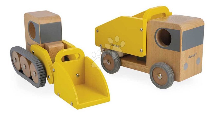 Wooden toy cars - Wooden toy trucks Dump Truck and Bulldozer Bolid Janod - 5